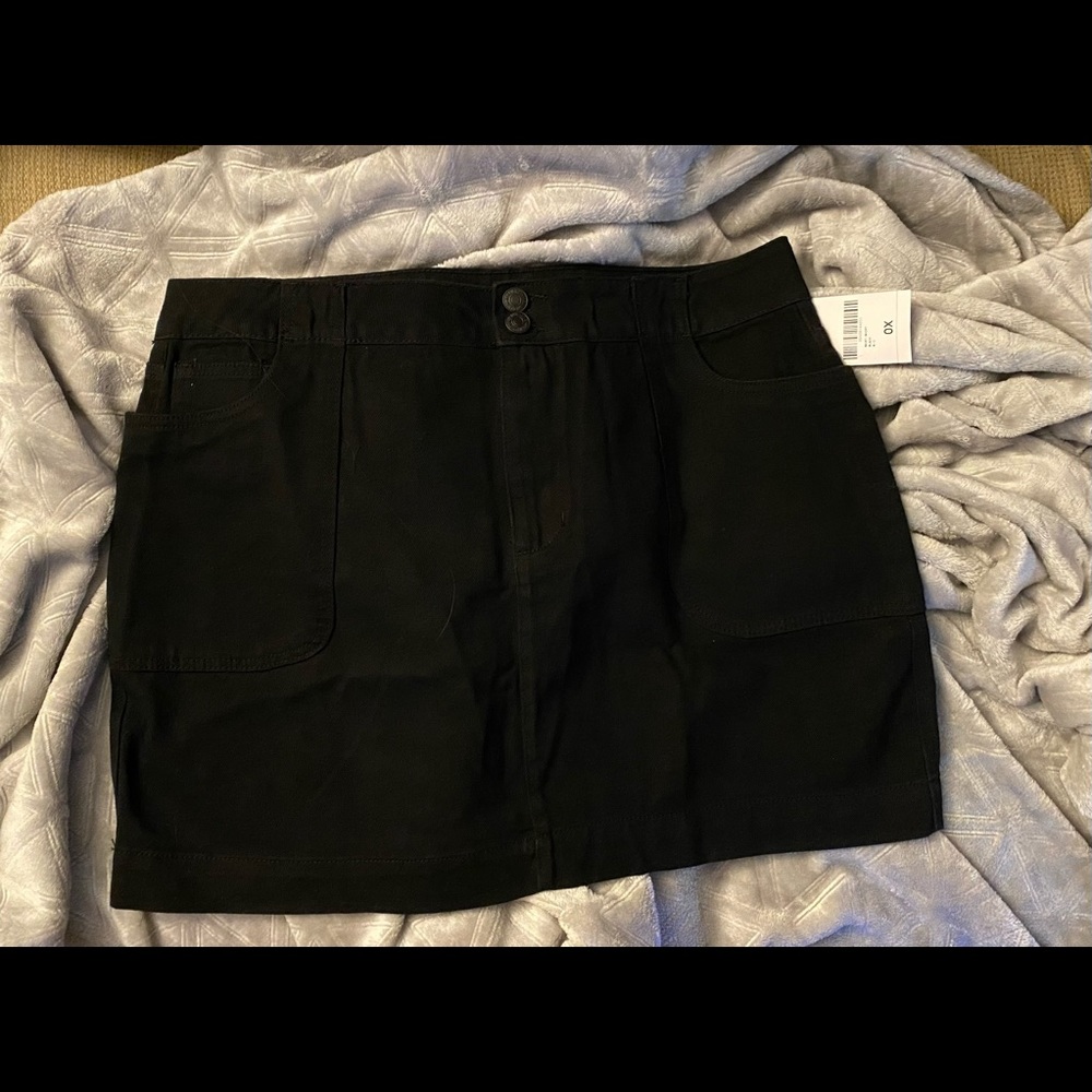 Black denim skirt